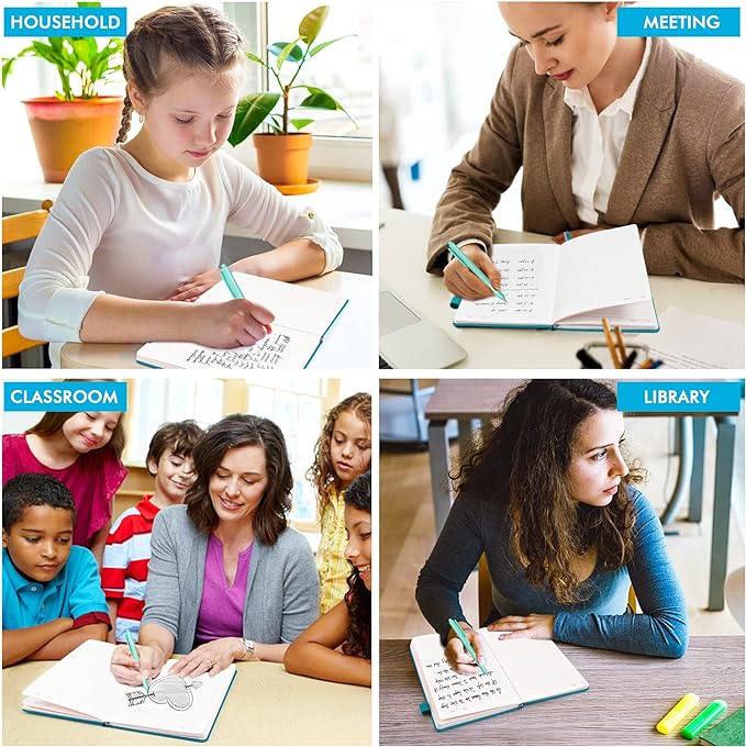 feela 3 Pack Notebooks Journals Bulk, Hardcover Notebook Classic Ruled Lined Journal Set with Pen Holder for Work Business Journaling Note Taking, with 3 Black Pens, 120 GSM, 5.1”x8.3”, A5, Teal