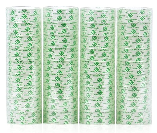 BOMEI PACK 36Rolls Crystal Clear Tape for Gift Wrapping, Transparent Tape Refills for Dispenser, Office Tape for Home and School, 3/4Inch x 1000 inch
