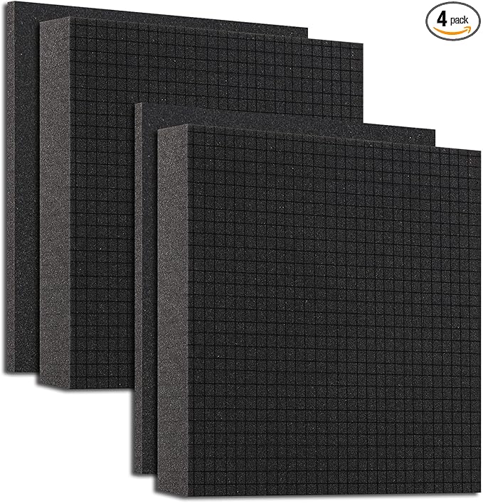 Pre-Cubed Pick & Pluck Foam Sheets - 2-Pack (12"x12"x2") with 0.4" Bottom Padding, Polyurethane Apart Insert Pads Liners for Toolboxes, Storage Drawer and Crafts