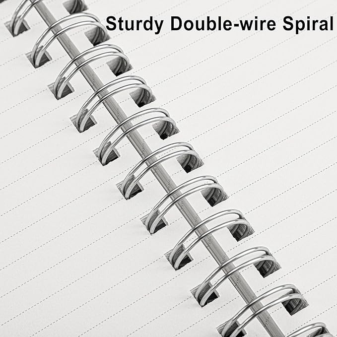 RETTACY Spiral College Ruled Notebook, 300 Pages, A4 Large Size (8.2" x 11.2"), for School, Work, Writing, Journaling, 100 GSM Thick Paper, Flexible Plastic Cover (Lilac)