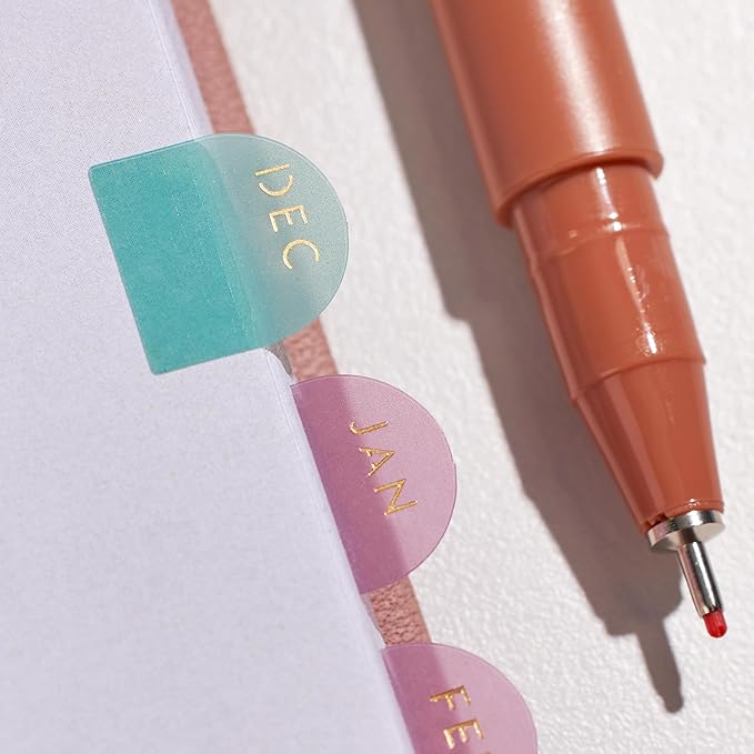 Erin Condren Monthly Adhesive Tabs, 12 Months of Adhesive Tabs for Yearly Planning, Use Them to Tab Undated Planners and Add a Pop of Color