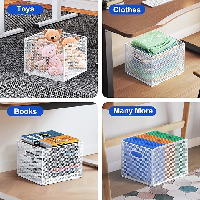 Samstar Hanging File Organizer, Mesh File Folder Organizer Crate Cabinet Inserts Storage Box, Letter Size,White