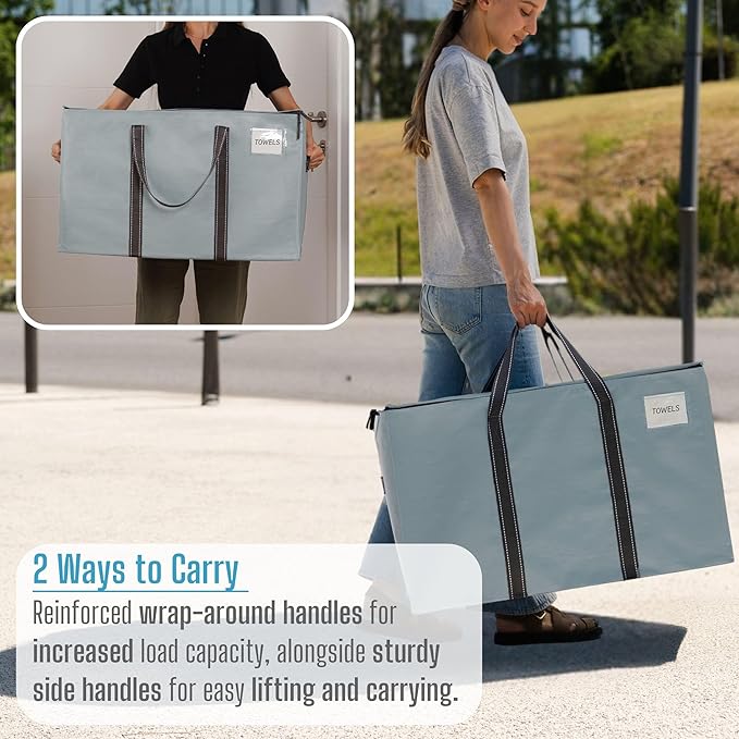 VENO 6 Pack Moving Bags, Heavy Duty, Moving Boxes Alternative, Packing Storage Supplies for Dorm Room Essentials with Zipper for Clothes, Extra Large Totes for Packaging (Light Blue Matte, 6 Pack)