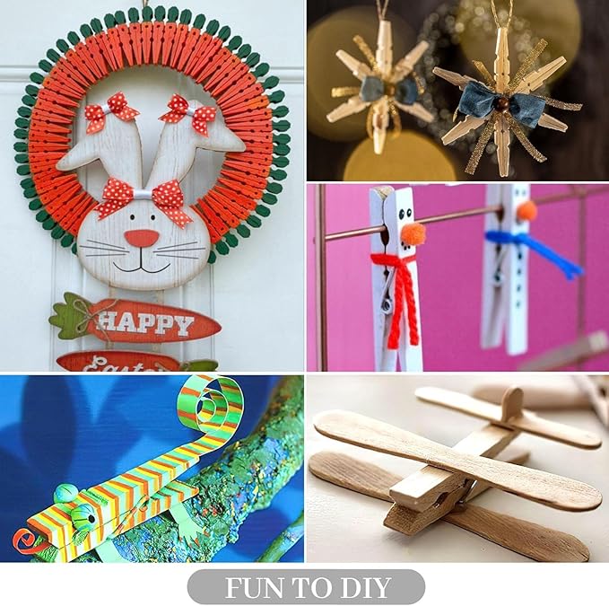 Clothes Pins,50 Pack,2.9 in,Natural Birchwood,Rust and Moisture Resistant Clothespins,Durable Clothes Pins Wooden with Storage Bag,Strong Grip,Clothespins for Hanging Clothes,Bag Clips,Crafts,Photos