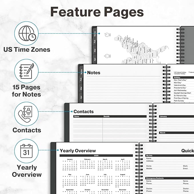 Dunwell Planner Book 2026, 8.5x11 Weekly Monthly Planner, Jan to Dec 2026, Large Calendar Book with Laminated Tabs, Bookmark, Free Stickers, Daily Calendar Planner Organizer