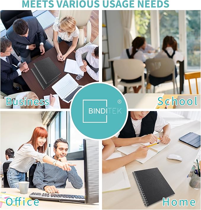 Binditek 200 Pack Plastic Spiral Binding Coils, 6mm(1/4"), 30 Sheet Capacity, 4:1 Pitch, Black, 48Loops, for Letter Size, for Students and Coworkers