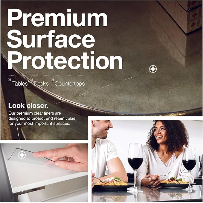 Clear Table Protector, USA Made, Safe, 22 x 48 Inch, 2mm Thick Ultra Smooth Vinyl, Clear Plastic Table Cover for Coffee Table, Table Cover Custom for Office Table