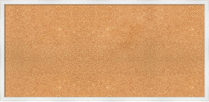Amanti Art Natural Cork Board for Wall, 19x39 Vision Board with White Frame, Large Corkboard Office Decor for Home Organization, Country Rustic Corkboard Pinboard to Display Items for Home