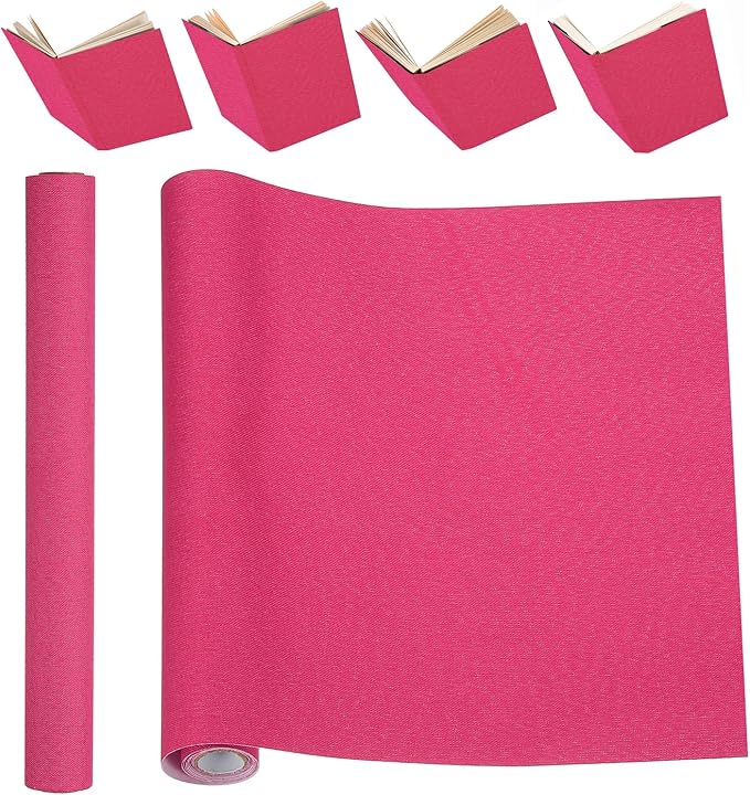 PATIKIL Book Binding Cloth, 51 x 11 Inches Book Cloth for Binding Repairing Fabric Surface Paper Backed Bookbinding Supplies, Rose Red