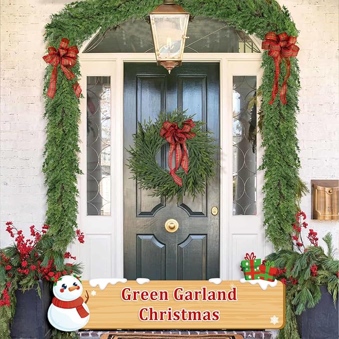 16FT Real Touch Christmas Garland Indoor with Pine Cone Thick and Lush Soft Bendable Mantle Garland Christmas Lifelike Cedar Garland Christmas Garland for Mantle Indoor Christmas Decorations