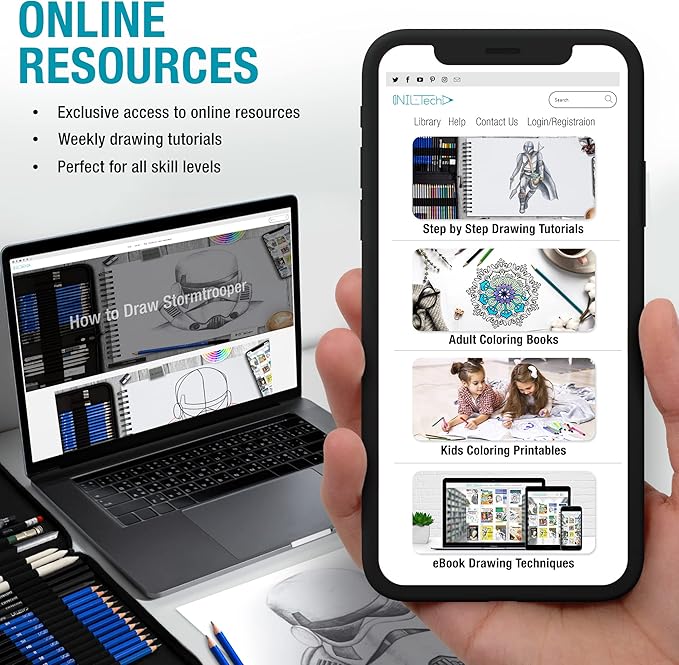 Drawing Art Supplies – 55pc Colored Pencils For Kids, Teens, And Adults Includes Charcoal, Graphite, Sketch Pencils Digital Ebook Library Of Drawing Tutorials And Sketch book