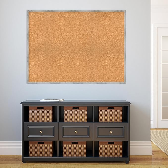 Amanti Art Natural Cork Board for Wall, 35x47 Vision Board with White Frame, Oversize Corkboard Office Decor for Home Organization, Cottage Corkboard Pinboard to Display Items for Home Organization
