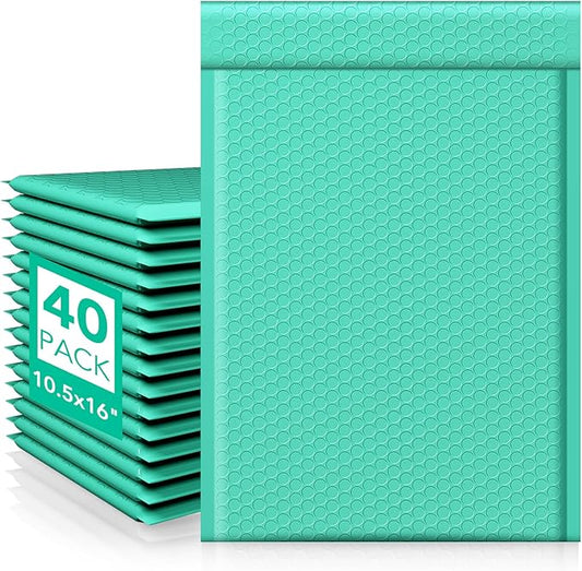 Fuxury Large Bubble Mailers 10.5x16" 40 Pack Thick Padded Envelopes Opaque Mailing Envelopes Bubble Padded Mailers Shipping Bags for Packaging #5 Teal