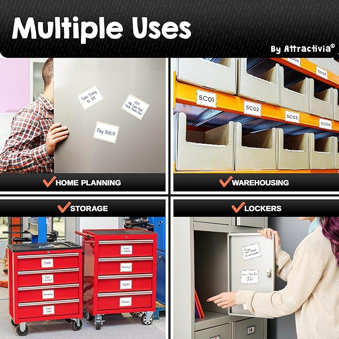 Dry Erase Magnetic Labels 3.7 x 2.8 in, Pattern Borders, Medium Dry Erase Magnets, 20-Pack, Colored Erasable Write-On All-Purpose Labels, for Office, Education, Home, Whiteboard