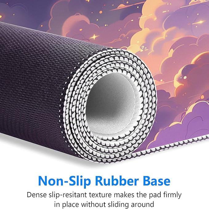 Cute Gaming Mouse Pad Desk Pad Kawaii Pink Purple Gold Clouds Mousepad XL Large Gaming Mouse Pad Laptop Keyboard Mat Desk Pad Office Home Decor for Women Girl 31.5"x11.8"