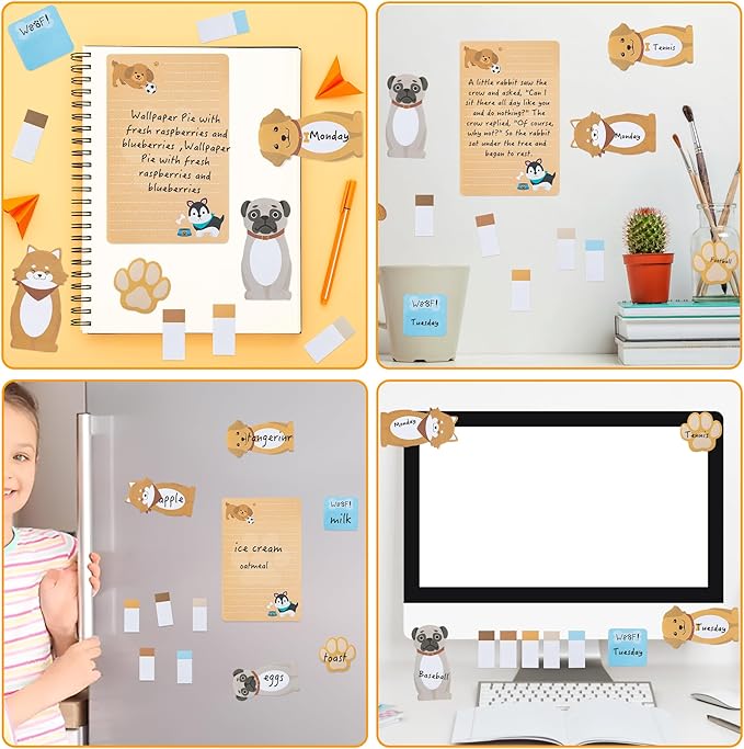 Xqumoi I Just Really Like Dogs Sticky Notes Set, 550 Sheets, Cute Cartoon Puppy Self-Stick Notes Pads Animal Divider Tabs Bundle Writing Memo Pads Back to School Office Supplies Small Gift