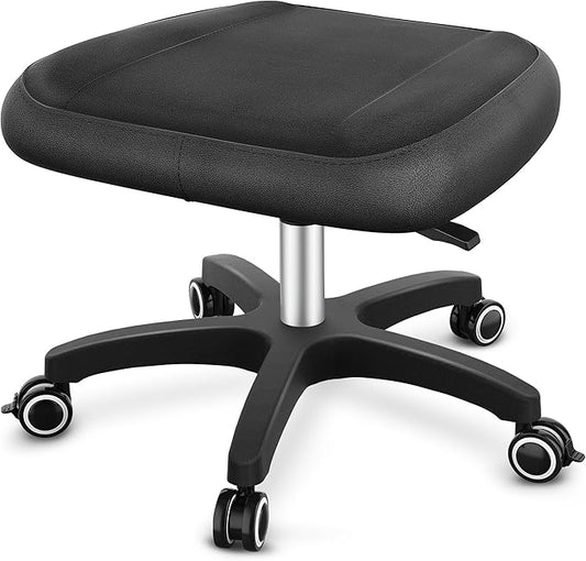 TASALON Multi-Use Footrest Stool Adjustable Height with 360° Rolling Lockable Wheels,Rest Ottoman,Office Footrests,Video Game Stool for Gaming for Home Office- Black