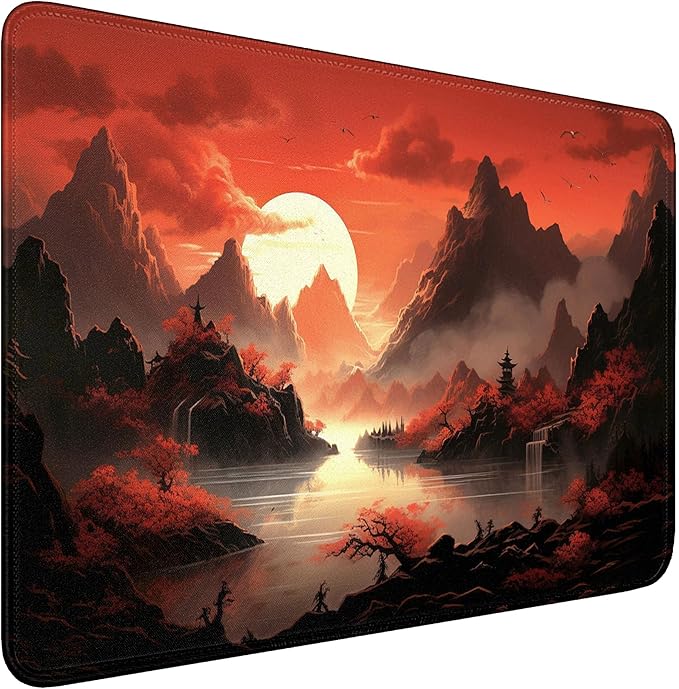 Japanese Gaming Mouse Pad Large Desk Mat Extended Keyboard Mouse Pad XXL Sunset Mousepad with Non-Slip Rubber Base and Stitched Edge Mouse Mat Desk Pad 31.5 X 15.7 in Mouse Pads for Desk Home Office