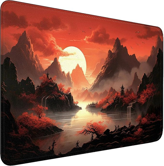 Japanese Gaming Mouse Pad Large Desk Mat Extended Keyboard Mouse Pad XXL Sunset Mousepad with Non-Slip Rubber Base and Stitched Edge Mouse Mat Desk Pad 31.5 X 15.7 in Mouse Pads for Desk Home Office