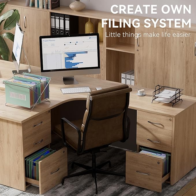 ThinkTex Plastic Expanding Hanging File Folders, 7 Innovative 1.2" Accordion Pockets, Large Capacity, Multi-Color Tabs, Letter Size for Filing Cabinet - Green