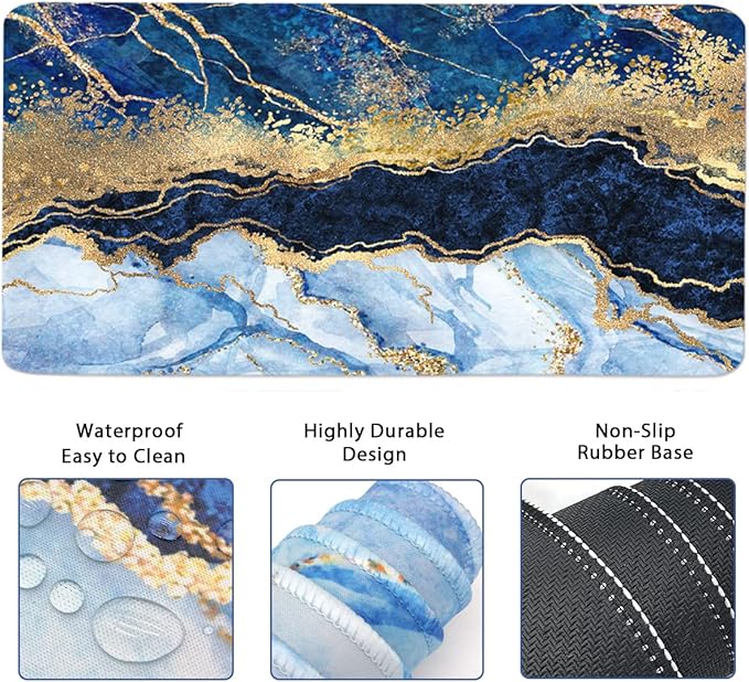 Ergonomic Large Mouse Pad and Keyboard Wrist Rest, Desk Pad for Keyboard and Mouse, 4-in-1 Large Gaming Mouse Pad with Wrist Support - Light Blue