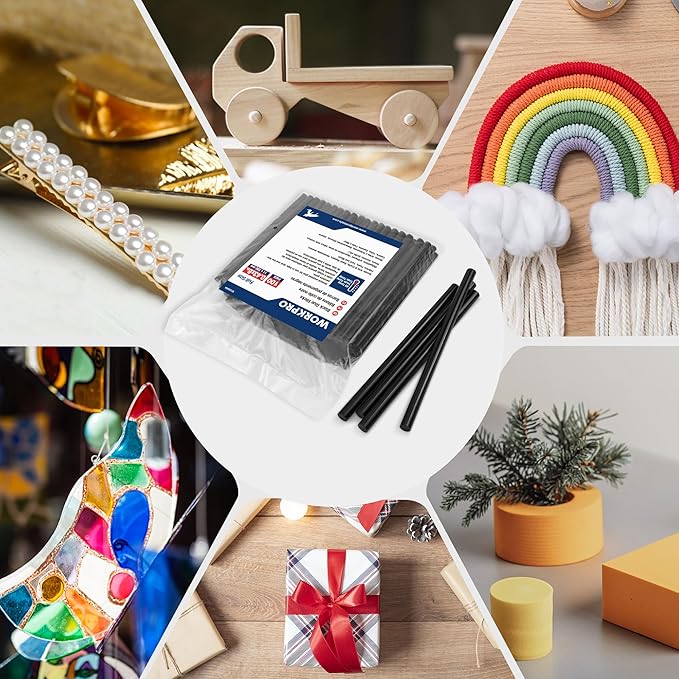 WORKPRO 100 Pack Black Hot Melt Adhesive Glue Sticks for All-Temp Glue Guns, 0.43x8 Inches, Multipurpose for DIY Craft General Repairs, Home Decorations and Gluing Projects