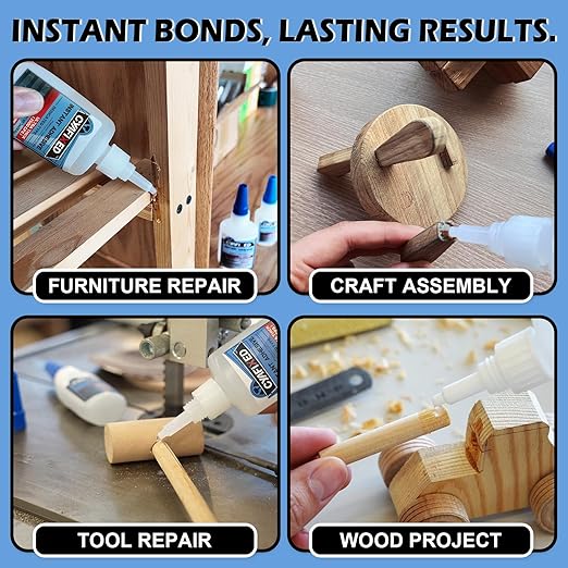 Professional Grade Cyanoacrylate Super Glue, Ultra Thick Viscosity CA Glue for Woodworking, 1 oz. (28.3 Grams) - Instant Adhesive for Woodworking, Gap Filling, Heavy Duty Wood Bonding