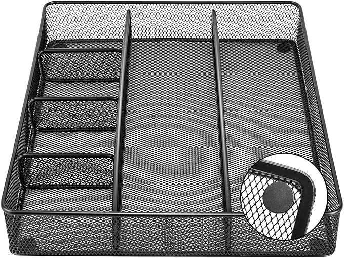 Amazon Basics Mesh Drawer Organizer, Black, Pack of 4