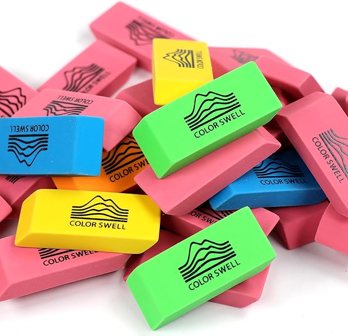 Color Swell Bulk Pink Erasers - 108 Pack of Neon and Pink Erasers - Perfect for Offices, Classroom, Kids, Students, Families, and Donations