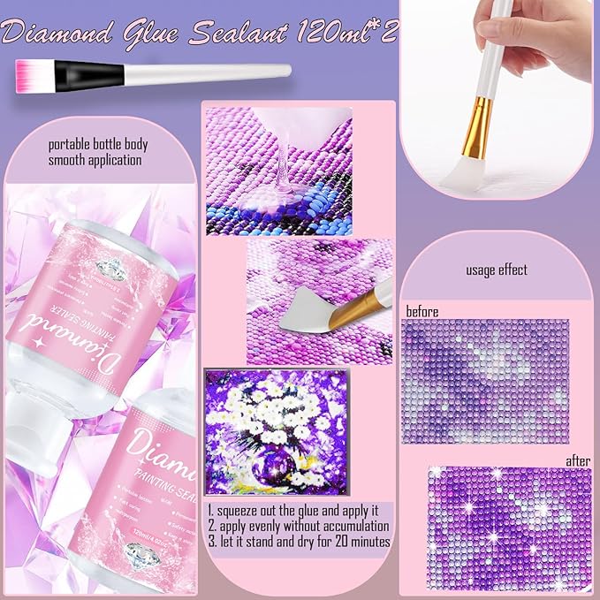 NLXCXUCY 158pcs Diamond Art Accessories Kit All-Inclusive Diamond Painting Tool Set with A4 Diamond Painting Light Pad,Diamond Art Sealer Glue,Diamond Correction,Pens Storage Box for DIY Craft