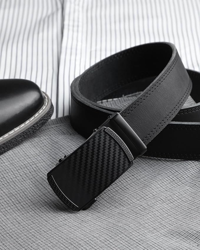 CHAOREN Mens Belt Leather Ratchet Belt - Customizable Fit, Effortless Style (35mm)