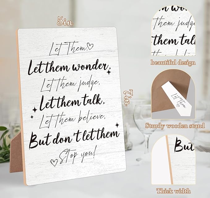 Desk Signs for Office, Mental Health Decorations, Inspirational Desk Decor, Home Decor Living Room, Cubicle Decor, Coworker Gifts, Encouragement Gifts for Women Men Friend, Wooden Sign with Stand,3