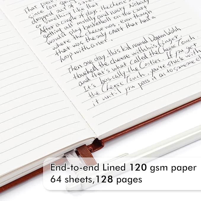 feela 24 Pack Journal Notebook for Work, Business Notebook Bulk Hardcover Lined Writing Journal with Pen Holder for Men Women Note Taking, with 24 Black Pens, 120 GSM, 5.1”x8.3”, A5, Brown