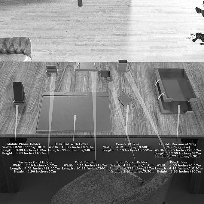 MOOGCO Desk Organizers - Desk Accessories - Leather Desk Organizer - Bonded Leather Set - Office Desk Accessories - Home Office Accessories - Desk Supplies - Leather Desk Set - Office Accessories