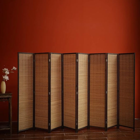 8 Panel Room Divider and Folding Screen, Bamboo Screen for Room Separation, 67" H x 122.8" W