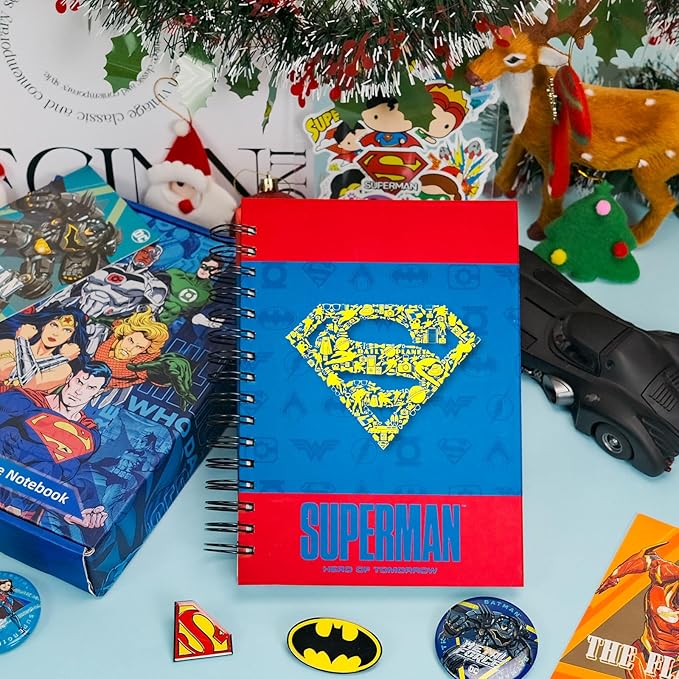 Superhero Academic Planner, Weekly Monthly Daily Agenda, Custom Date Organizer for Time Management, Spiral Bound Notebook with Colorful Tabs,Datebooks for Middle or High School Student (Blue Red)