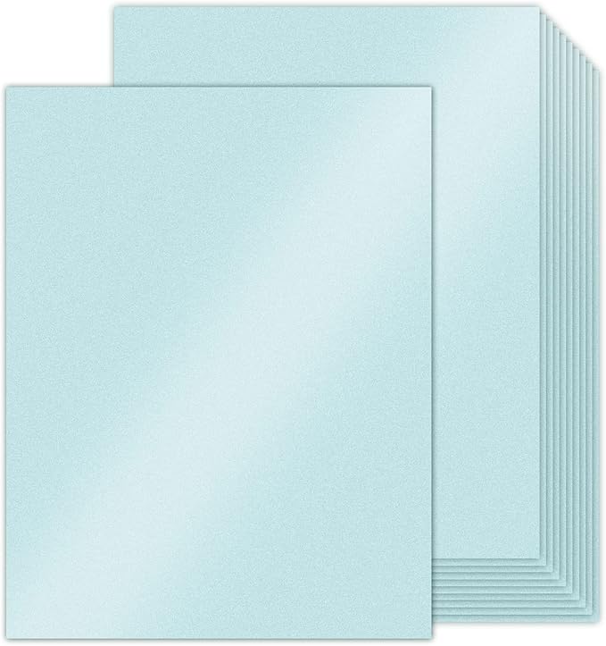 100 Sheets Blue Shimmer Cardstock 8.5 x 11 Metallic Paper, Goefun 80lb Card Stock Printer Paper for Invitations, Weddings, Parties, Showers