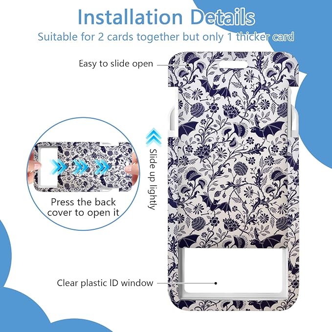 Goth Bat Lanyards for ID Badges, Gothic Badge Holder with Retractable Badge Reel, Animal Lanyard with Id Holder Clip, Keychain Name Tag ID Card Protector Teacher Women Doctor Office Gift