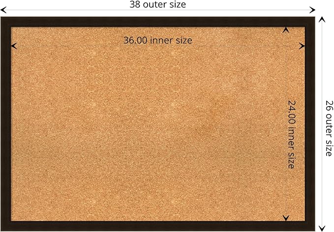 Amanti Art Natural Cork Board for Wall, 26x38 Vision Board with Brown Wood Frame, Large Corkboard Office Decor for Home Organization, Rustic Farmhouse Corkboard Pinboard to display items for home