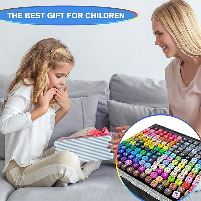 168-Color Dual-Tip Alcohol Markers Set with Shoulder Bag - Alcohol-Based Art Markers for Coloring, Drawing & Sketching -Gift for Kids, Teens, Artists