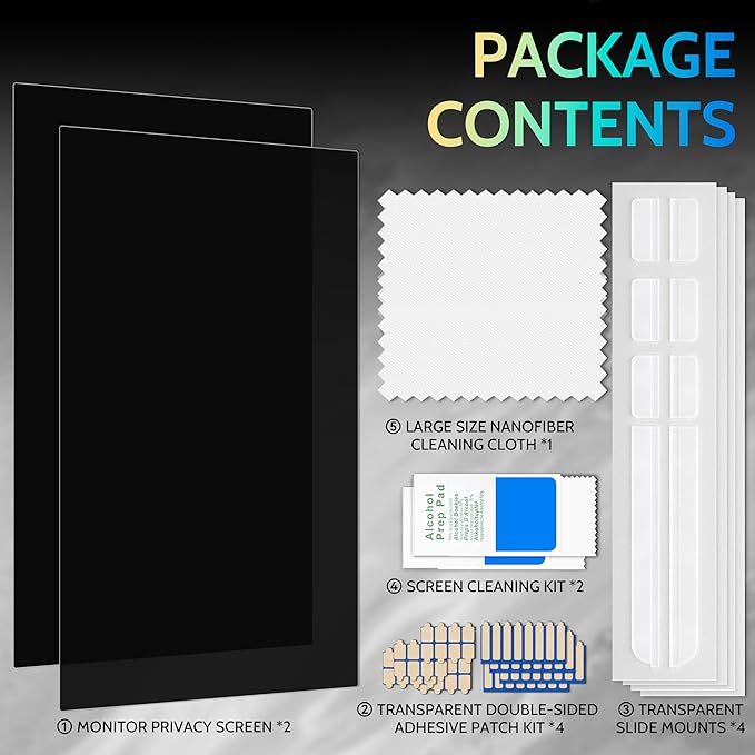 [2 Pack] 32 Inch Privacy Screen for Computer Monitor 16:9 Aspect Ratio, Eye Protection Anti Blue Light Glare Shield, 32inch Removable Black Blackout Anti Spy Desktop Security Private Filter