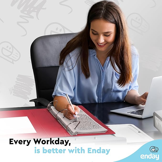 3 Inch Binder 3 Ring Binders Red, Slant D-Ring 3” Clear View Cover with 2 Inside Pockets, Heavy Duty Colored School Supplies Office and Home Binders – by Enday