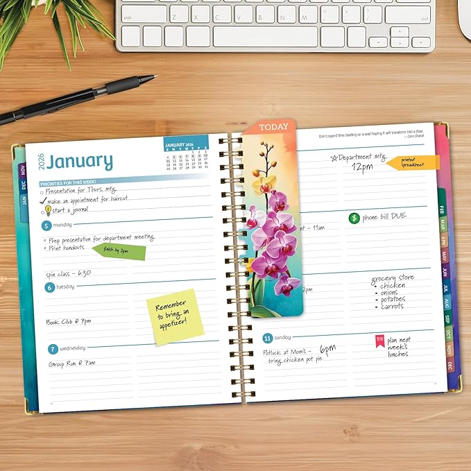 HARDCOVER 2026 Planner, 8.5"x11": 14 Months (November 2025 - December 2026), Daily Weekly Monthly Planner, Yearly Agenda, Bookmark, Pocket Folder and Sticky Note Set (Orchid)