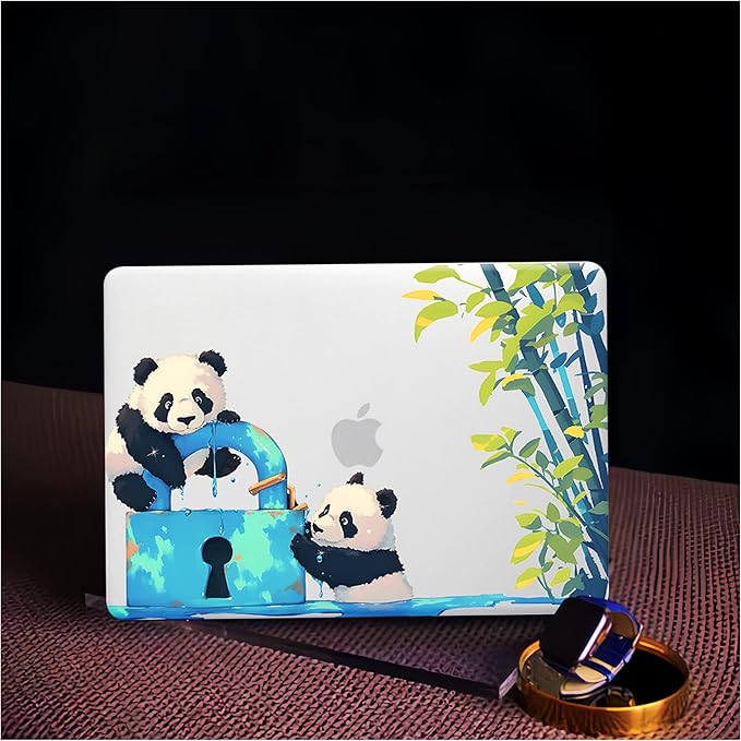 Cute Panda Print Case for MacBook Air 13 inch 2022-2025 M4 A3240 M3 A3113 M2 A2681,for Mac Air13 M4 Sturdy Pattern Plastic Clear Hard Shell&Keyboard Cover for MacBook Air13.6 Case,Cute Panda