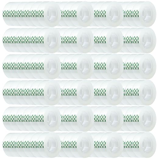 Transparent Tape Refill Rolls for Dispenser, Tear by Hand,144 Rolls x 900 inches