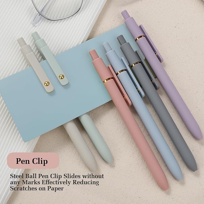 FIOVER Gel Pens, 6pcs Blue Ink Medium Point 0.7mm Smooth Writing Pens with Comfort Grip, Aesthetic Ballpoint for Journaling School Office Supplies, Gifts for Women Men (6PCS Blue Ink)