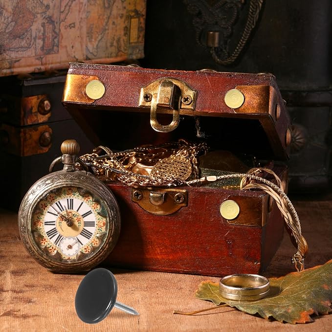 uxcell 120Pcs Push Pins, 11mmx15mm Round Flat Head Decorative Thumb Tacks Upholstery Tacks for Cork Board Office Wall Hangings, Black