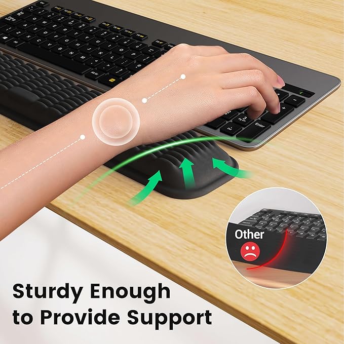 MEKASS Keyboard Wrist Rest, Soft Memory Foam Wrist Support for Keyboard, Keyboard Hand Rest Pad for Wrist Pain Relief, Keyboard Wrist Guard for Long Hours of Work, Gaming, Studying（White）