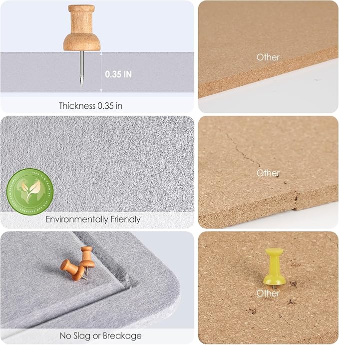 MaxGear Large Bulletin Board 36" x 24", Foldable Felt Board Vision Board Supplies, Cork Board for Office, Home, School, Small Pin Boards for Walls Decorative Display Board Moonlight Gray