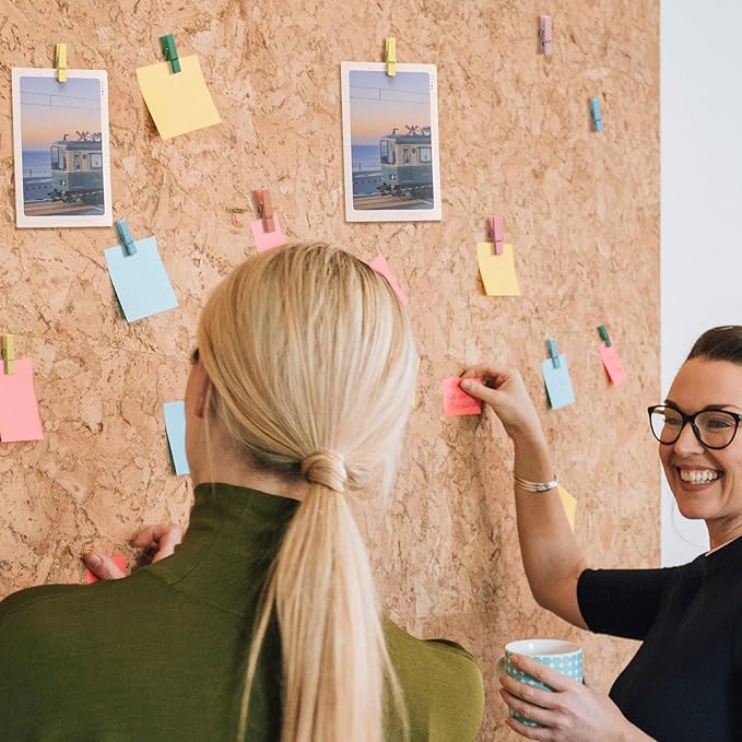 200 Pcs Push Pin with Wooden Clips Tacks Pastel Classroom Decor for Cork Board Bulletin Board Colorful Thumb Tacks Wooden Clips for Teachers School Office Home Supplies Accessories